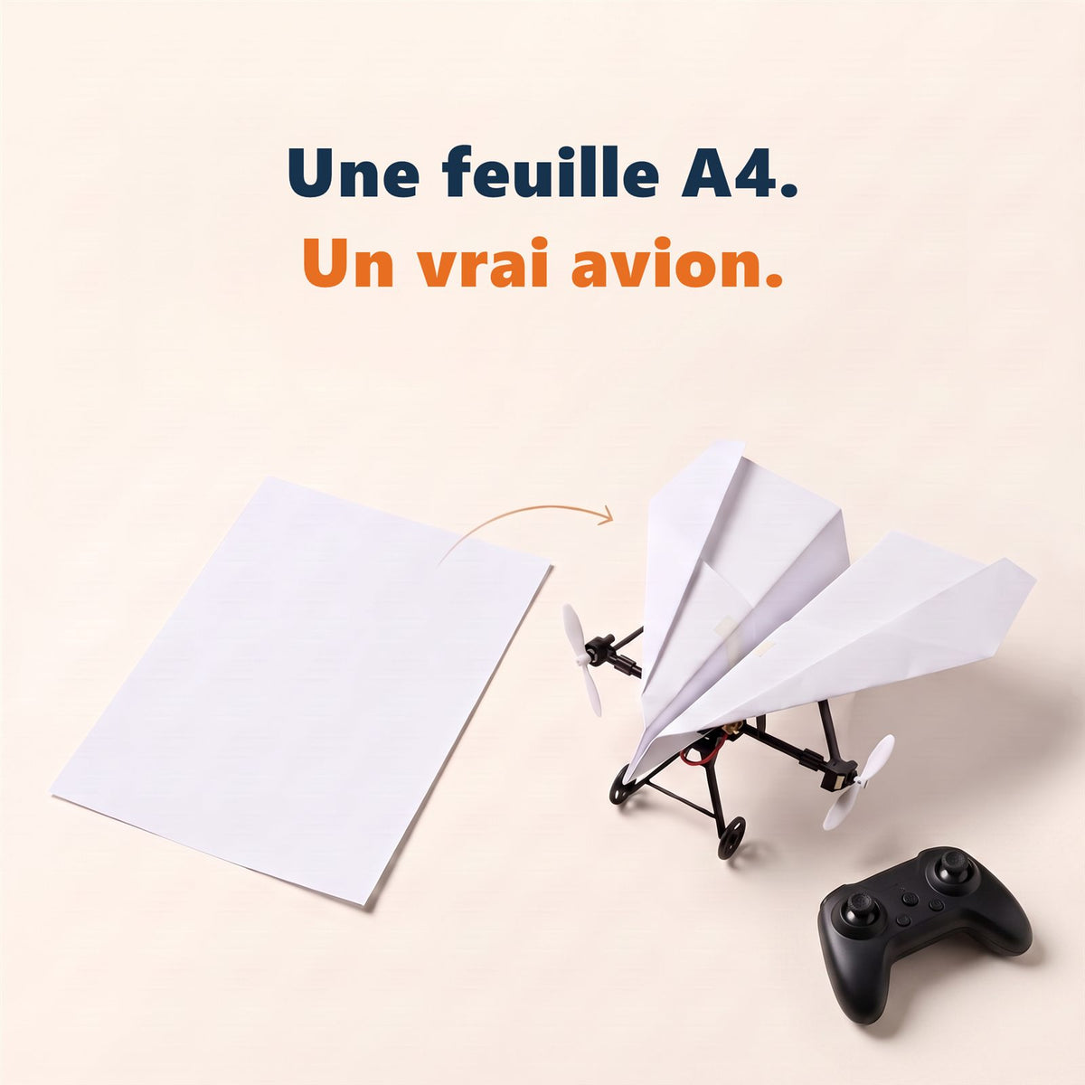 Une feuille A4 devient un avion télécommandé avec le module Plipilote