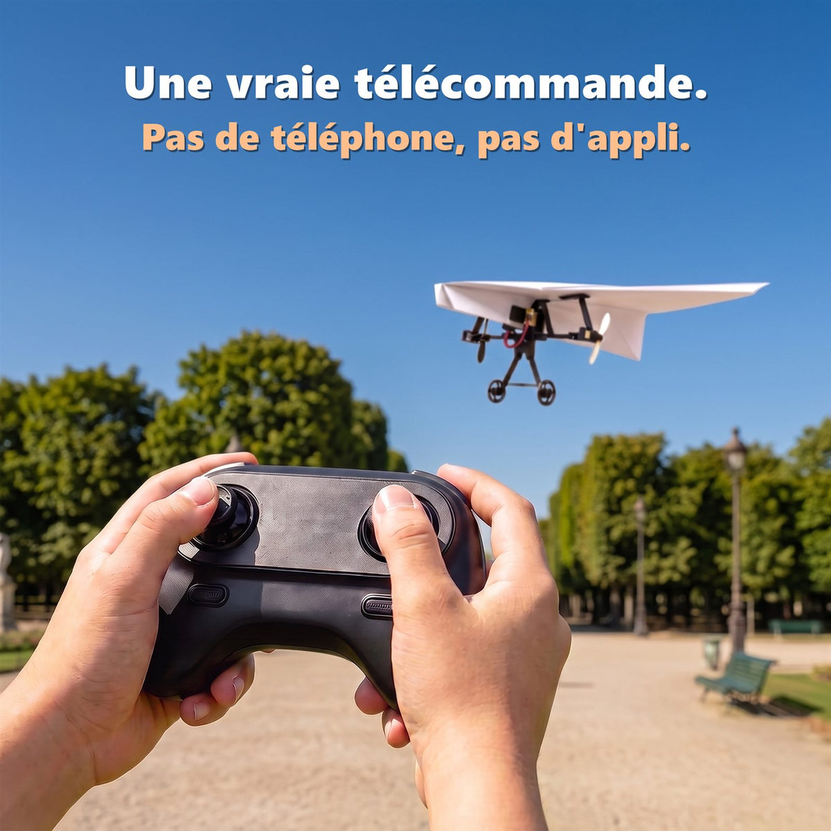 Vraie télécommande à deux manches, sans téléphone ni application